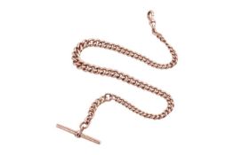 A 9ct gold Albert chain, with each solid curb link individually hallmarked, leading to a swivel hook