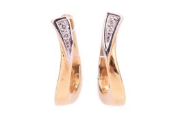 A pair of diamond-set huggie earrings, in 18ct yellow gold, featuring round brilliants diamonds, wit