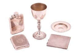 A small collection of silver including a pedestal goblet, London 1972 By Garrard of London, together
