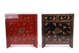 A contrasting pair of Chinese red and black 