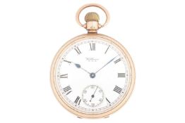 A Waltham U.S.A open-face pocket watch, featuring a keyless wound movement in a 9ct gold yellow meta