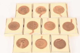 A collection of ten bronze Israeli state medals comprising Israel Railways, National Convention, Uni