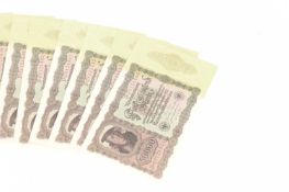 A collection of seventeen closely numbered Reichs Bank 50000 banknotes, together with other 20th-cen