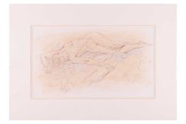 Attributed to Franco Matania (Italian, 1922 - 2006), recumbent female nude, unsigned, pencil and pas