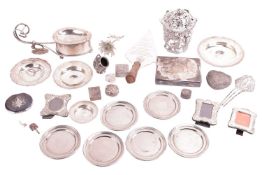 A collection of small white metal items; to include examples of a Victorian silver potpourri jar wit