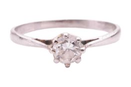 A diamond solitaire ring, set with a round old-cut diamond with an estimated weight of 0.30ct, in a 