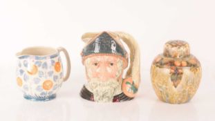 A Royal Doulton large character jug, Don Quixote D6455, 19 cm high, together with a Grays Pottery lu