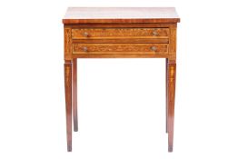 A late 18th-century, Italian inlaid side table with two frieze drawers, on square section tapering l