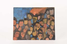 Shmuel Dresner (1928-2019) Polish, Abstract in Blue, Black and Brown, signed (lower left-hand corner