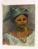 Marian J. Bunzl (20th Century), Portrait of a lady, signed 'Bunzl' (lower right), oil on canvas on b