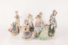 Lladro: A large collection of figurines consisting of Spring is here (5223), Afternoon Snack (6577),