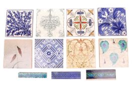 Syliva Fox Strangways (1900-1974), a stoneware tile with painted foliate design, monogram verso, 15.