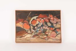 Shmuel Dresner (1928-2019) Polish, Abstract in Orange, Browns, and Reds, signed (lower left-hand cor