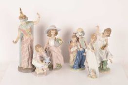 Lladro: A collection of figurines, comprising A Garden Dance (6580), Pals Forever (7686), A Wish Com