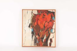 Shmuel Dresner (1928-2019) Polish, Abstract in White, Red, and Brown, signed (lower left-hand corner