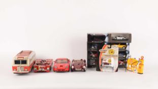 A collection of model cars comprising, a Maisto Ferrari 550 Maranello scale 1/18, a Ferrari 1958 Tes