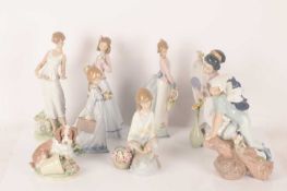 Lladro: A collection of figurines comprising a Prince of the Elves (7690), It Wasn't Me (7672), Scho