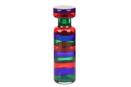 Gino Mazzega for Murano, a circa 1960 Fasce bottle and stopper vase, with banded decoration in green
