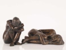 Moira Purver (contemporary), Solitude, bronze resin, measuring 14 cm high x 8 cm wide, together with
