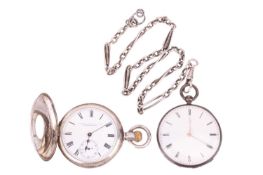 A silver half-hunter pocket watch, signed ‘Stewart Dawsons & Co Ltd, English Lever no.443844’, B