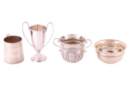 A Victorian two-handled loving cup by Josiah Williams & Co, London 1898, gadrooned body centred 