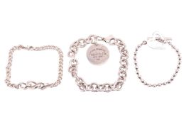 A Tiffany & Co silver 'Return to Tiffany' disc bracelet, the disc measuring approximately 23mm a