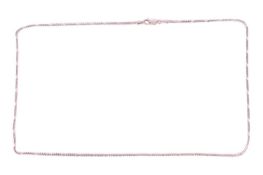 A white metal herringbone-style chain, marked '750', measuring approximately 45cm and leading to a l