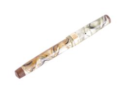 A Swan, Mabie Todd, fountain pen in green marble, circa 1938, with a gold cap ring inscribed 'Royal 