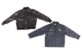 James Bond: two original film cast & crew jackets, 'Tomorrow Never Dies', black leather with lin