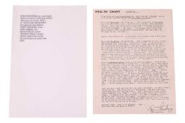 Louis Armstrong: a signed sheet, featuring 'Satch Louis Armstrong' and fellow band members, Danny Ba