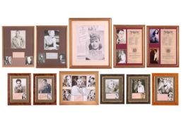 A collection of early 20th century framed celebrity and theatre actor pictures, some signed, to incl