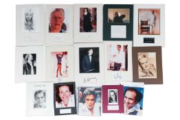 A collection of music, film and television autographs, most in a presentation mount, comprising: Bry