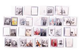 A folder containing a mixed collection of signed celebrity ephemera, to include Bing Crosby, Margare