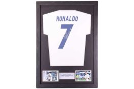 Cristiano Ronaldo: a hand-signed Real Madrid football shirt, professionally mounted and framed