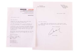 A signed letter from Roald Dahl, dated 3rd December 1986, and a further signed letter from John Crav