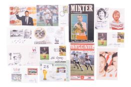 A good collection of signed sporting items, to include a Pele signed photograph, assorted signed Fir