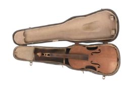 An early 20th-century German violin (4/4) with one piece back and un-scarfed neck/scroll, bearing a 