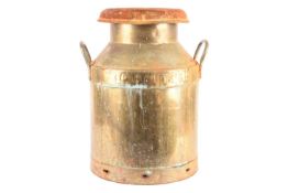 A twin handled copper plated milk churn, Dried Milk Products Ltd, 50 cm high