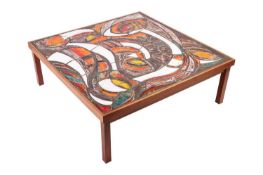 A large and impressive 'Mid Century Vintage' German Brutalist tile topped square coffee table, 1960s