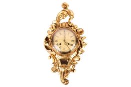 A Louis XVI style giltwood striking cartel wall clock, spring barrel movement, 20th-century, measuri