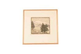 Arabella Louisa Rankin (Scottish, 1871-1943), landscape, woodblock print on paper, pencil signed to 