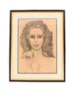 Anatoli Dovzhenko (Ukranian, 1932-1991), Ukranian Beauty, signed 'A. D' and dated 59, pencil, image 