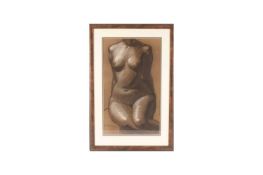 Marjorie Derricourt (British, 20th century), Seated nude study, c.1930, charcoal and chalk on paper,