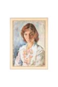 Vasili Karkots (British, b.1926), Portrait of a young woman, 1969, oil on board, signed and dated lo