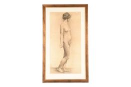 Sunderland Rollinson (British, 1872-1950), 'Standing Nude', charcoal on paper, signed to lowever lef