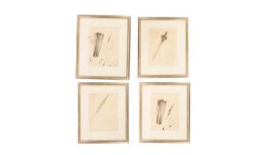 Leslie Hurry (British, 1909-1978), a collection of four prop design sketches for swords, spears and 