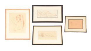 Maximillian Lenz (Austrian, 1860-1948), Reclining female nude, pencil, image 15 cm x 23 cm, framed 2