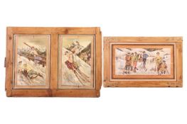 European School (21st Century), a set of two Skiing scenes one is signed with initials 'C. R.' (lowe