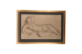 James Stroudley (British, 1906-1988), 'Reclining Nude: Artist's Wife, Gillian Stroudley', charcoal o