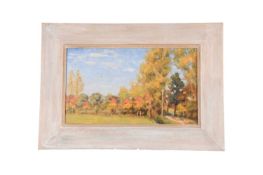 Tristram Rainely (British, b. 1910), A Breezy Day, oil on board, image 22 cm x 37 cm, frame 36 cm x 